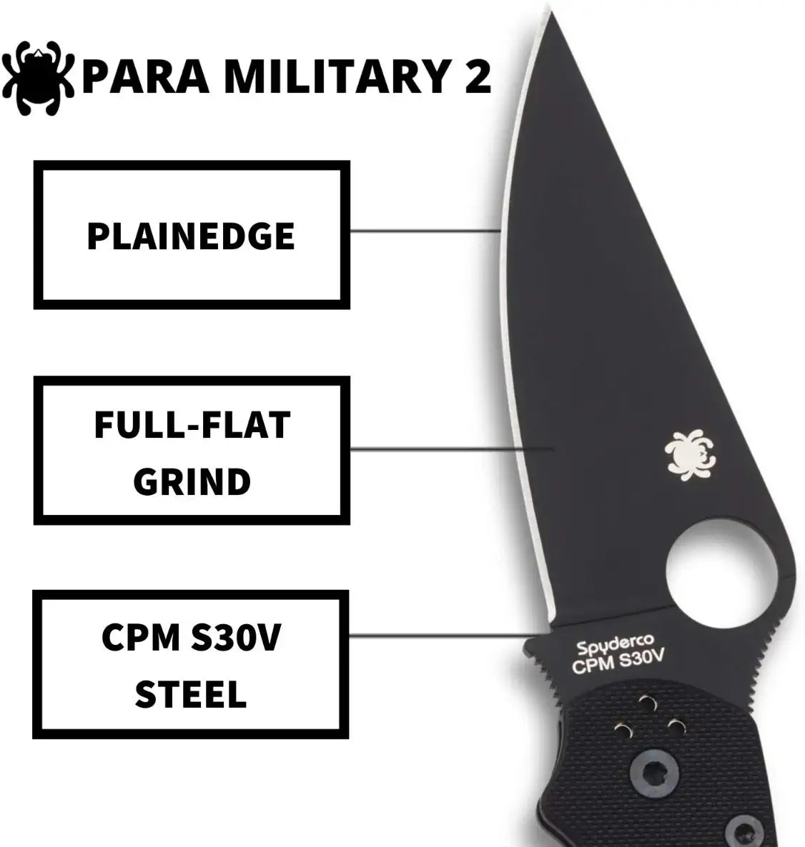 Spyderco Paramilitary 2 Compression Lock Knife G-10 *2nd (3.4" Black)